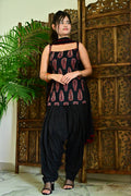 Black Block Print Patiala Suit Set with Dupatta