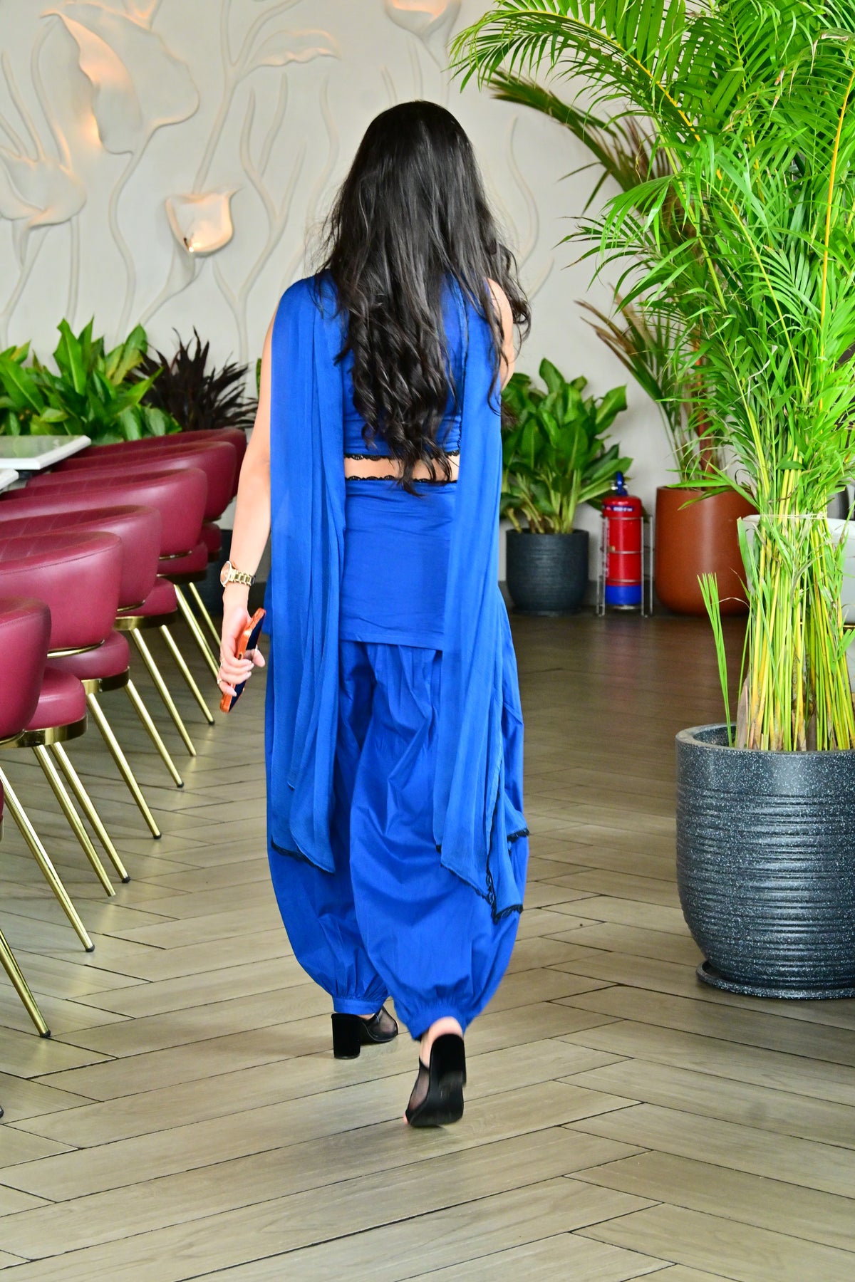 Royal Blue Cut-Out Kurta Set with Dupatta