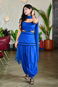 Royal Blue Cut-Out Kurta Set with Dupatta